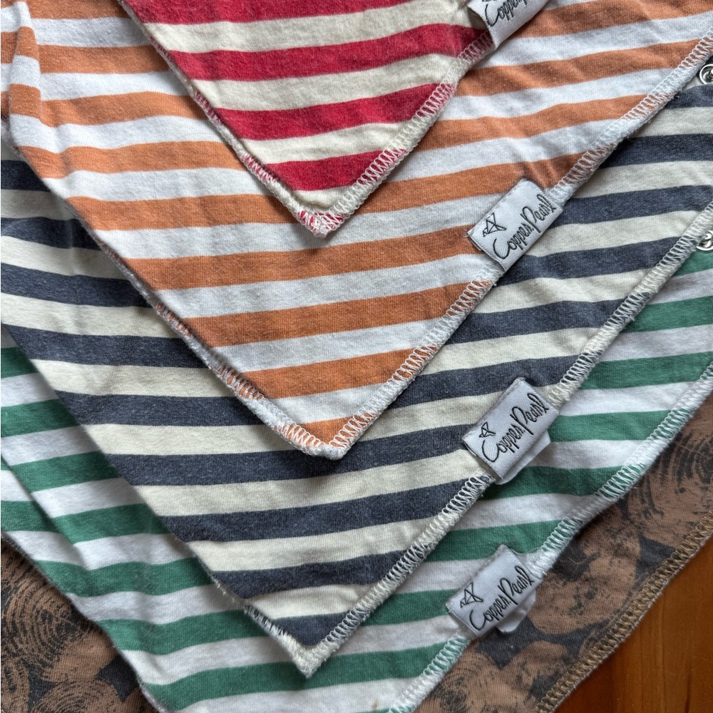 Copper Pearl Striped Baby Bandana Bibs